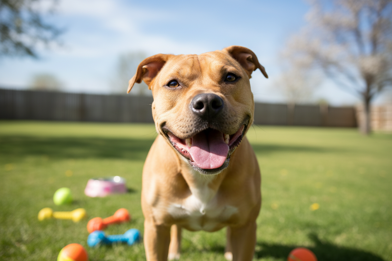 Happy pitbull for hero background